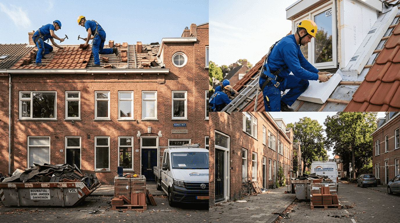 In Breda wordt het dak van een appartementencomplex vernieuwd.