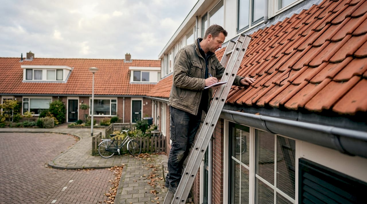 Dakinspectie uitgevoerd bij een rijtjeshuis in een typische Bredase straat
