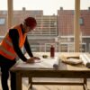 De werkvoorbereider loopt de planning voor de dakrenovatie nog eens zorgvuldig door.
