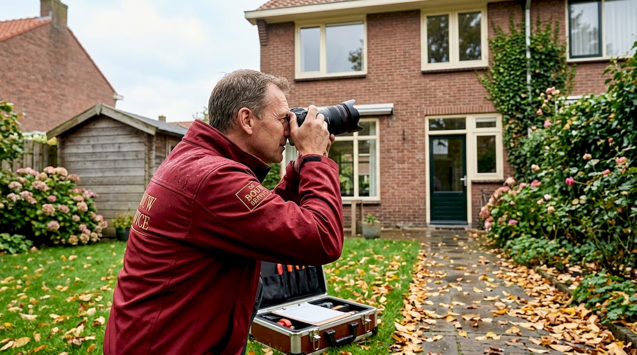 Tijdens een bouwkundige keuring neemt de inspecteur de woning grondig onder de loep.