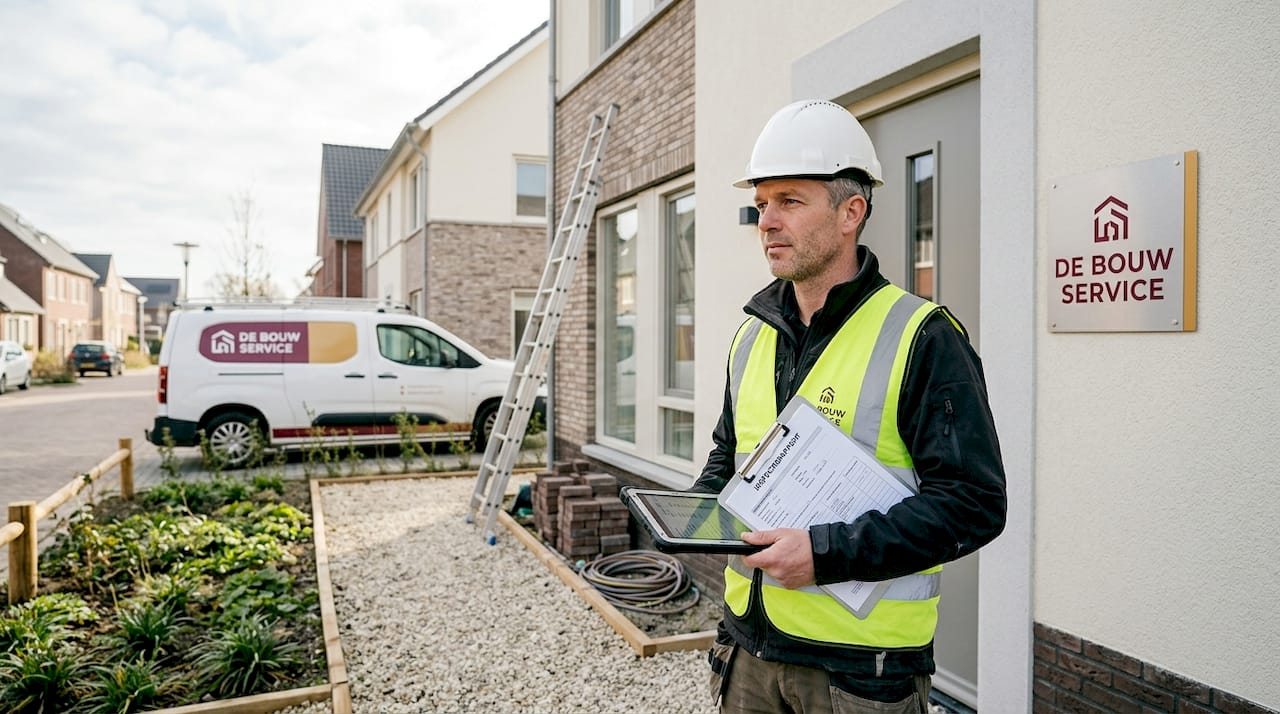 Een bouwinspecteur komt langs om de woning te controleren.