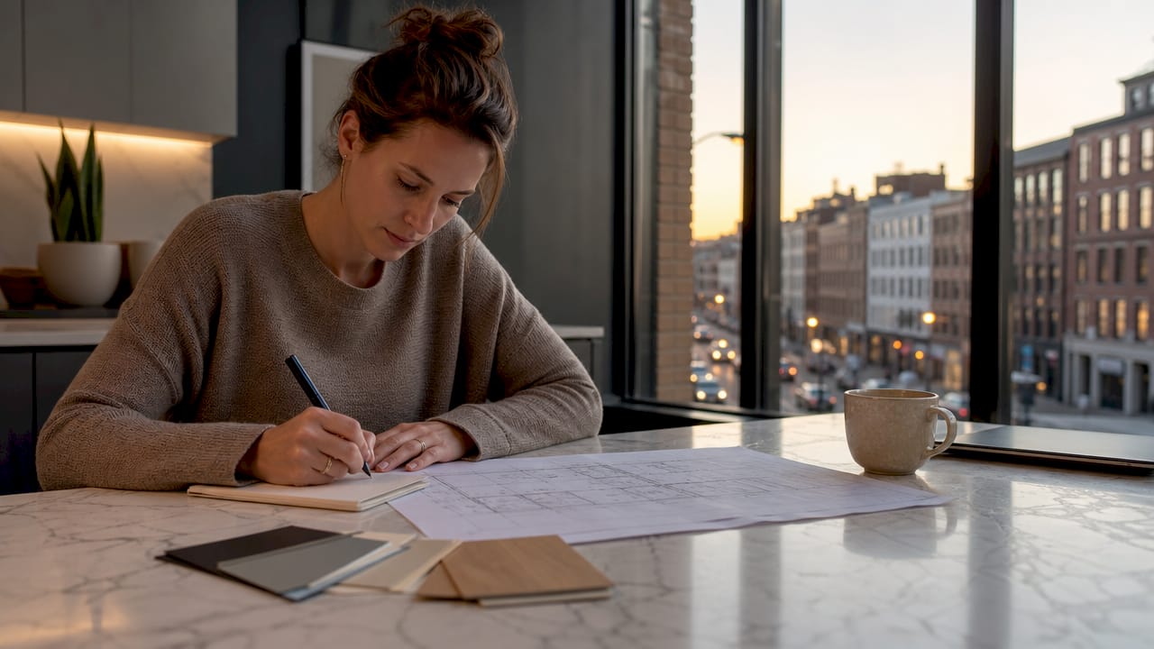 Een huiseigenaar schuift aan voor een gesprek over een kant-en-klaar bouwproject.