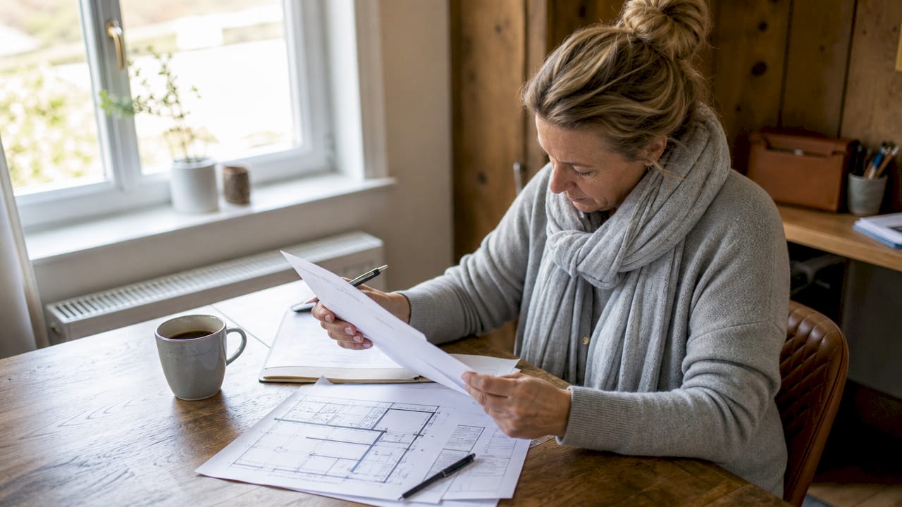 Een woningeigenaar bekijkt een ontvangen offerteaanvraag