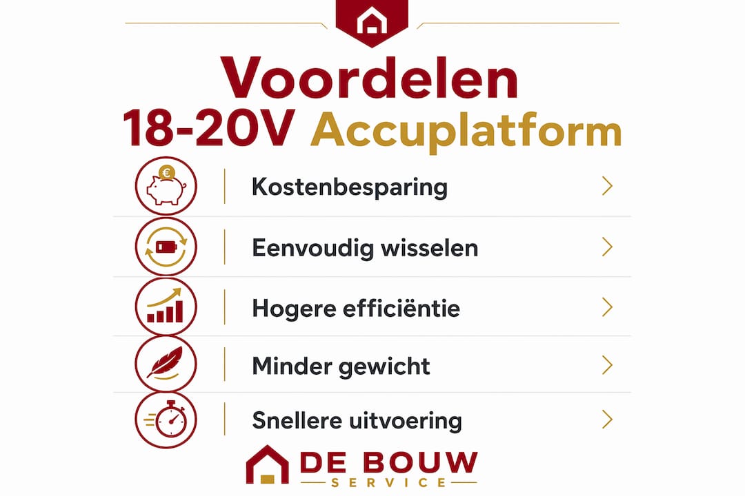 Infographic: de pluspunten van het 18-20V accuplatform op een rij