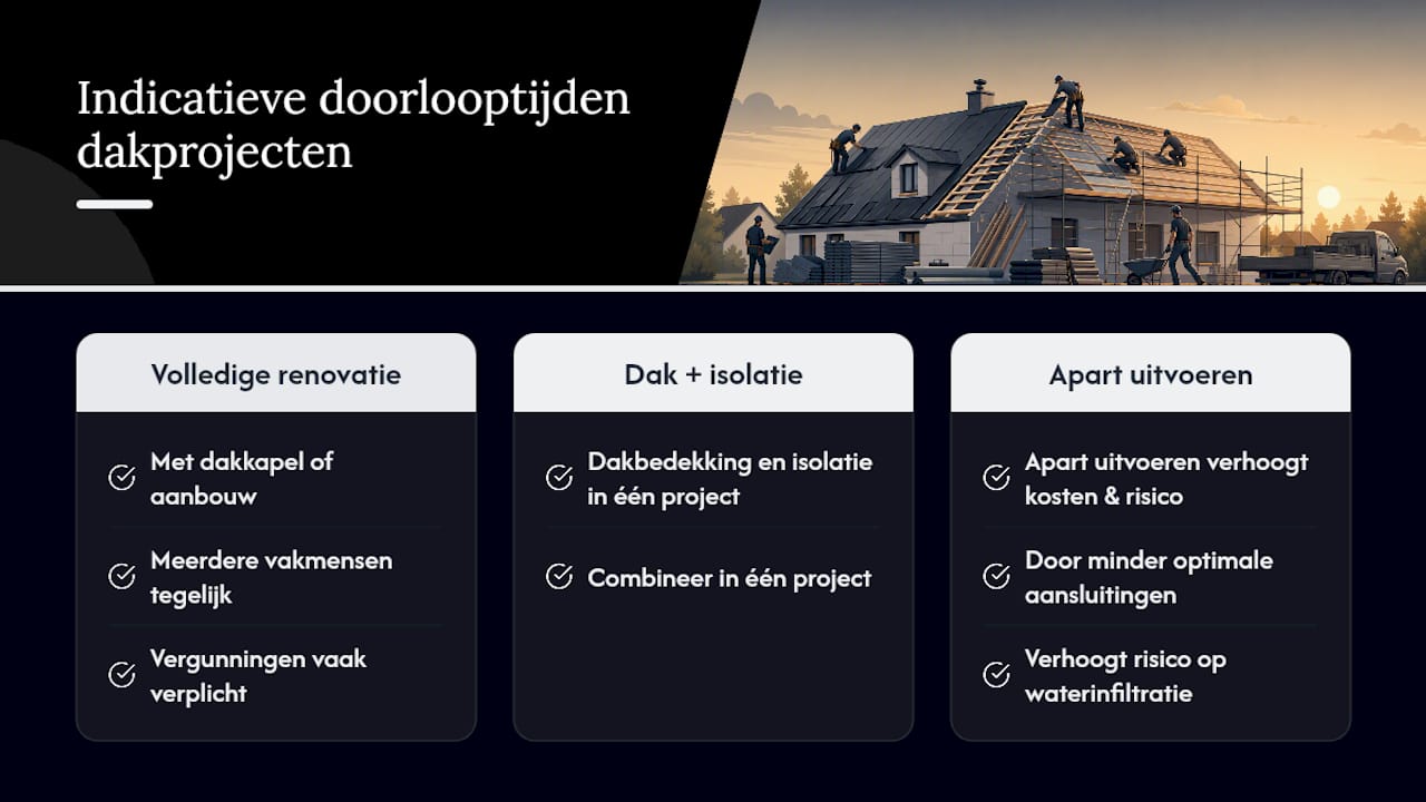 Overzicht van de planning voor het renoveren van het dak