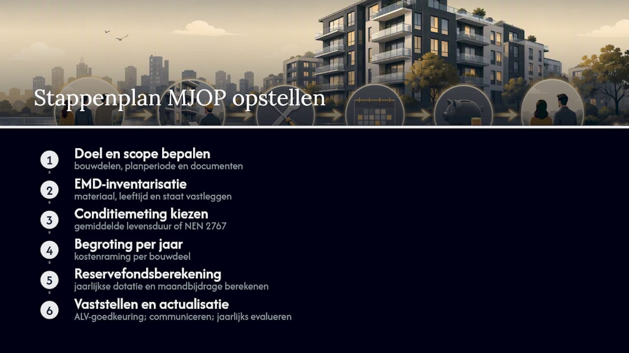 Hoe stelt u een MJOP op: stappenplan van inventarisatie tot goedkeuring — overview diagram