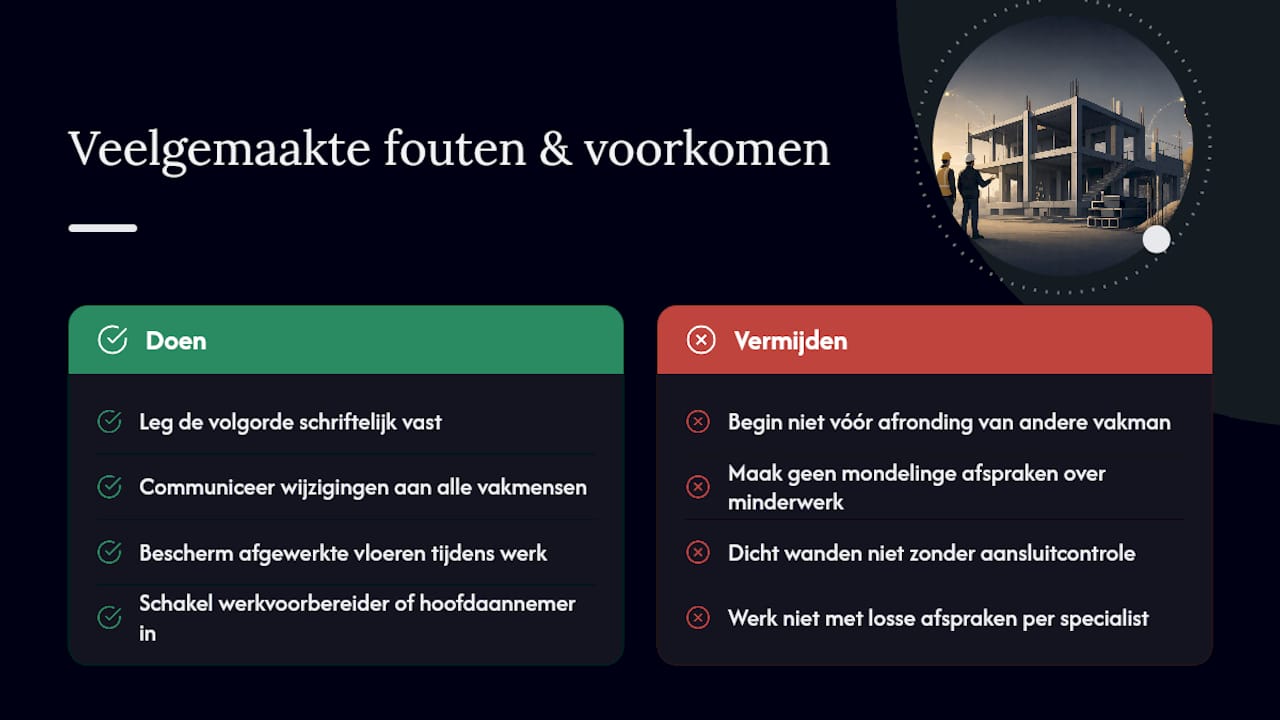 Veelgemaakte fouten bij casco-afbouw, en hoe u ze voorkomt — overview diagram