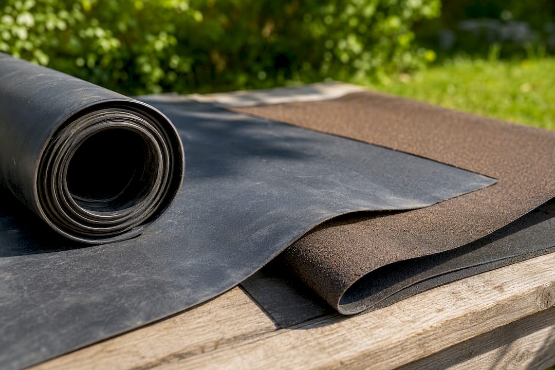 Close-up van EPDM- en bitumen dakbedekkingsmaterialen