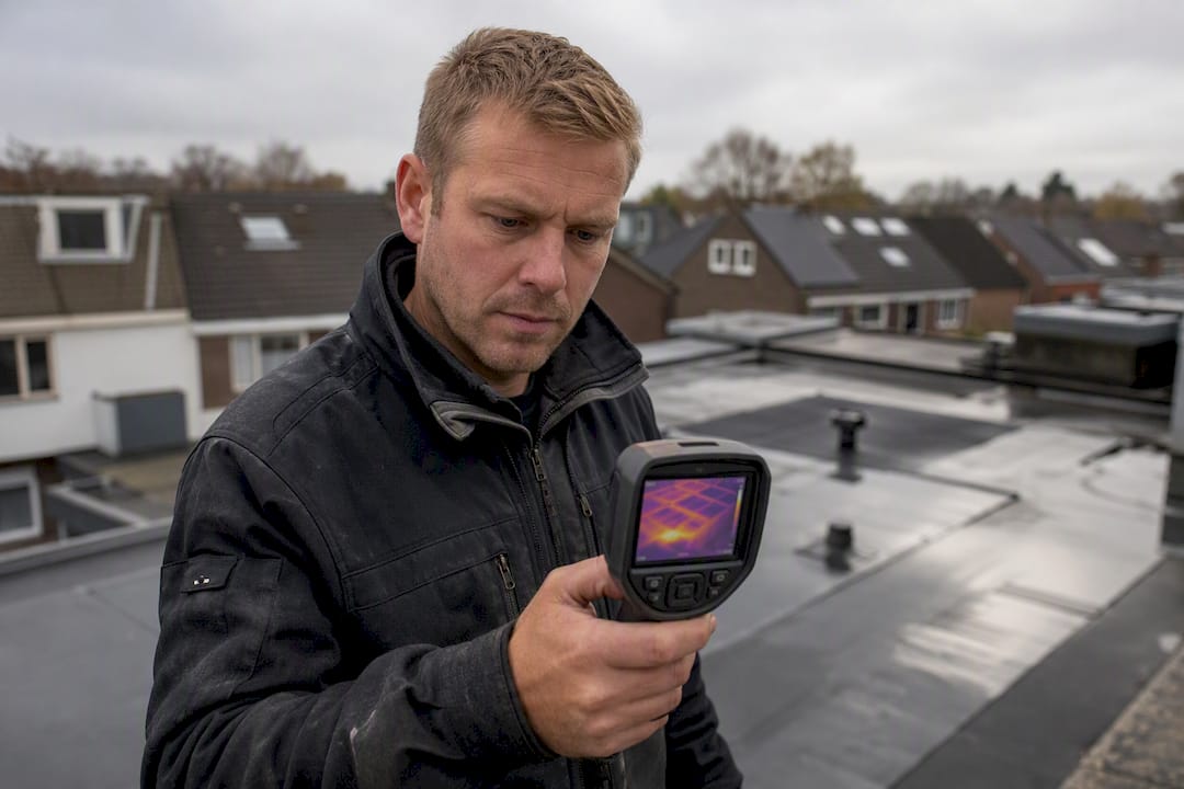 Dakdekker gebruikt thermografische camera