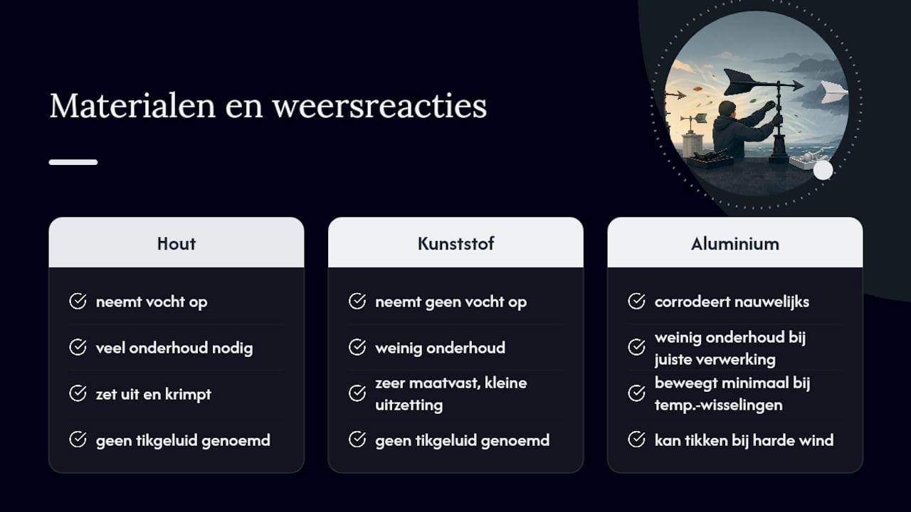 Vergelijking van drie verschillende materialen voor windveren