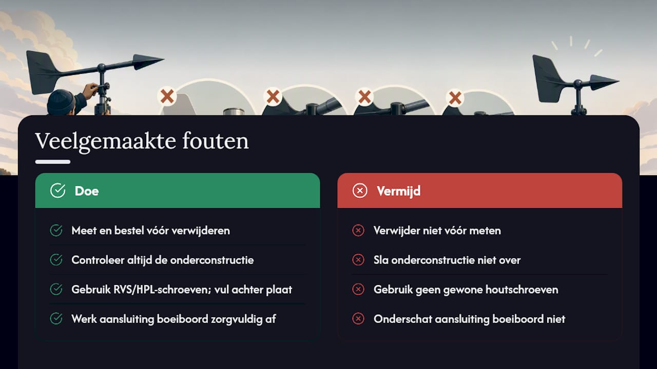 Veelgemaakte fouten bij het vervangen van windveren — overview diagram