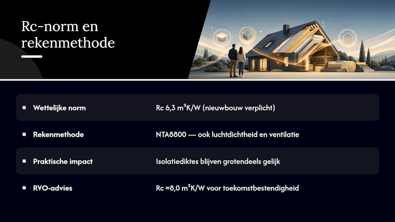 Rc waarde dak 2026: de wettelijke norm en de rekenmethode — overview diagram