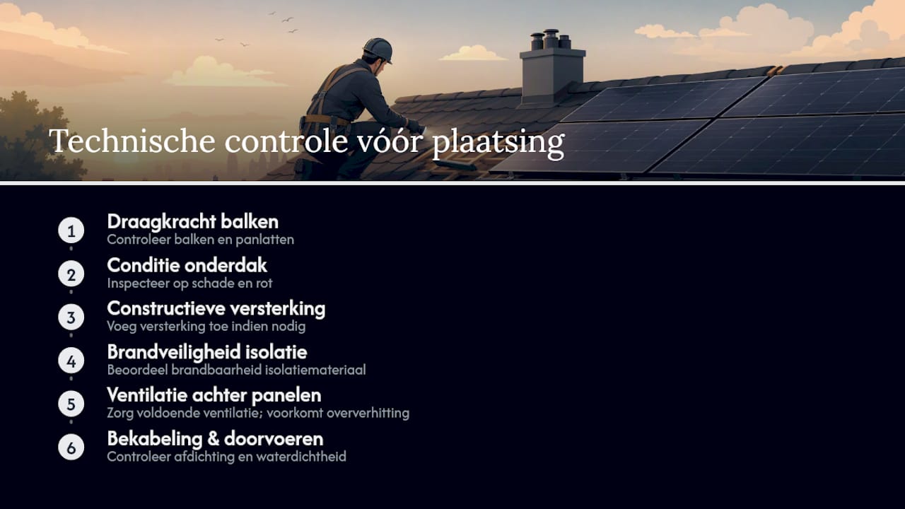 Technische keuringen voorafgaand aan het plaatsen van zonnepanelen