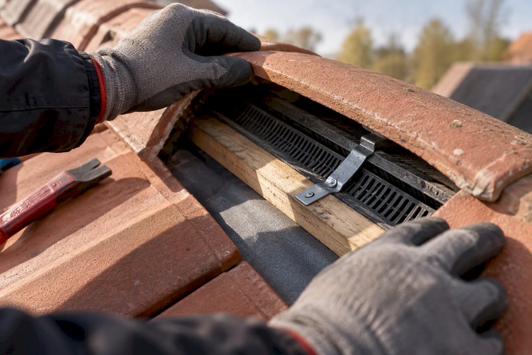 Controleer het ventilatielint onder de nokvorst
