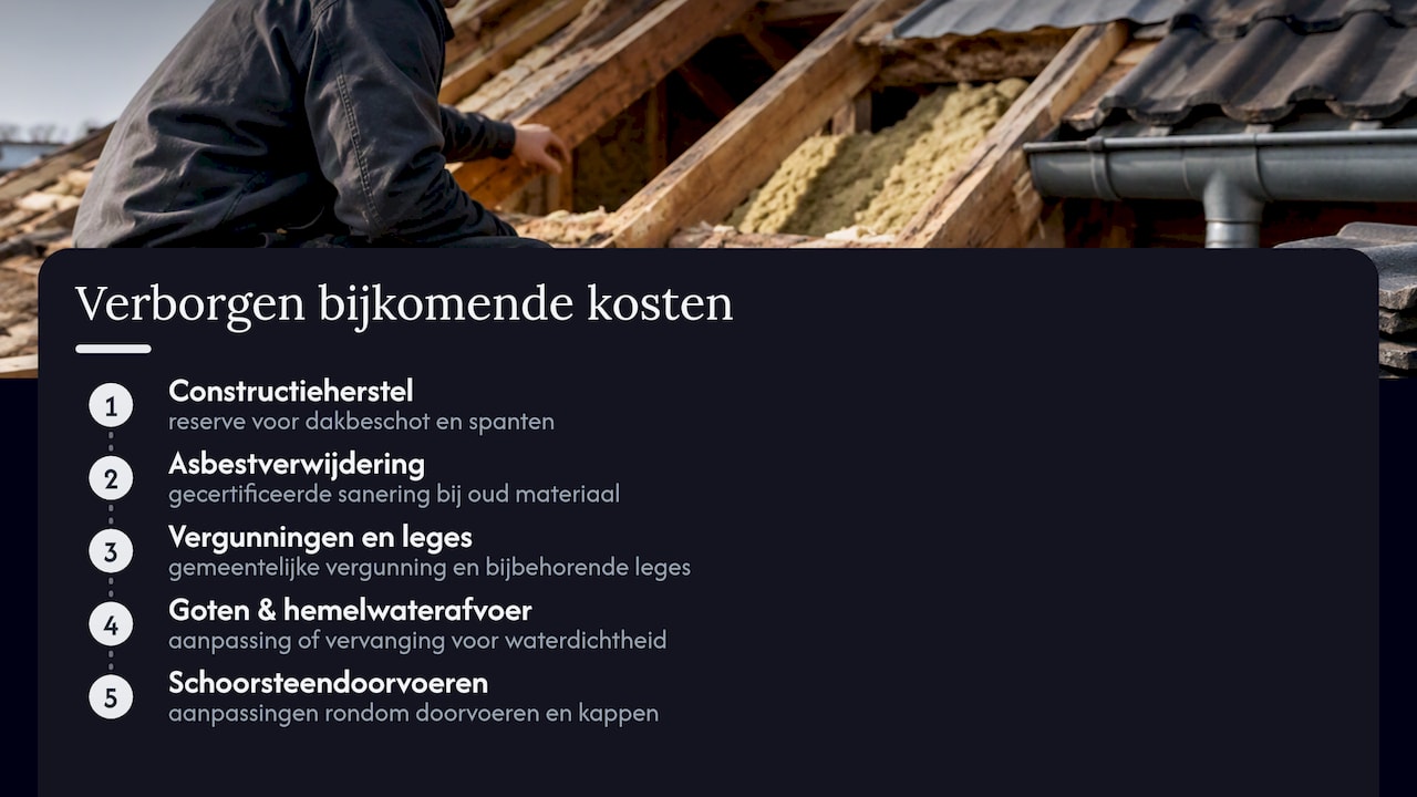 Vijf mogelijke extra kosten bij een dakrenovatie