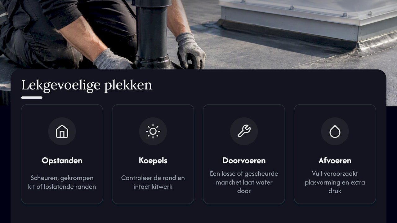 Overzicht van vier zwakke plekken op een plat dak
